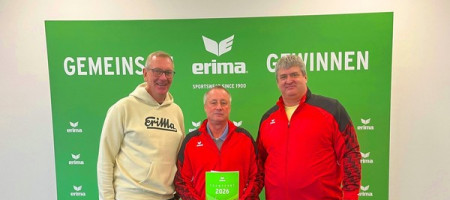 v.l.n.r. Andre Bachmann (ERIMA Geschäftsführer Vertrieb & Marketing), Thomas Kübler (Vorstand Sport & Spielbetrieb), Markus Knodel (erweiterter Vorstand & Leistungssport-Referent) 