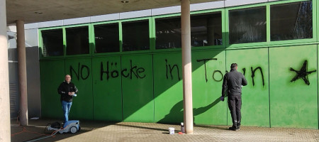 Besch&auml;digungen an Wittumhalle