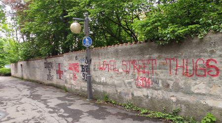 Graffiti-Schmierereien rund um Schloss und Schl&ouml;sslespark