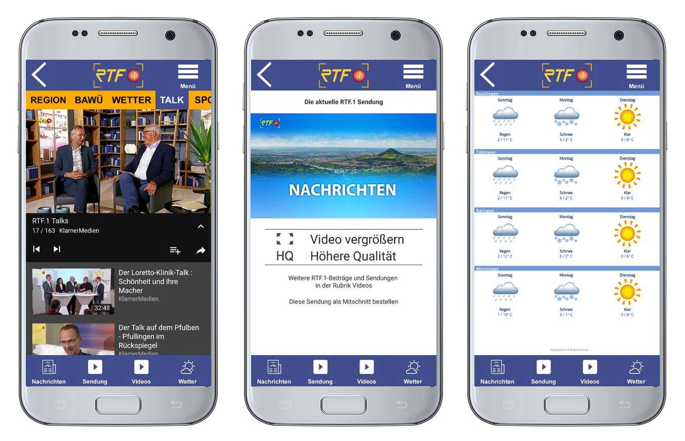Empfang: RTF.1-App-Screens